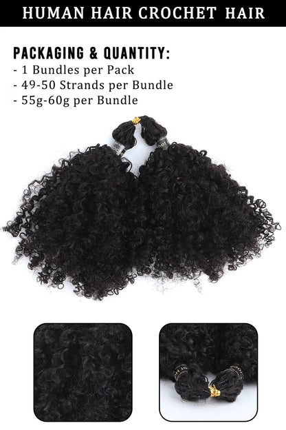 Feather Crochet Hair Extension Tight Curly Human Hair Double-Strand