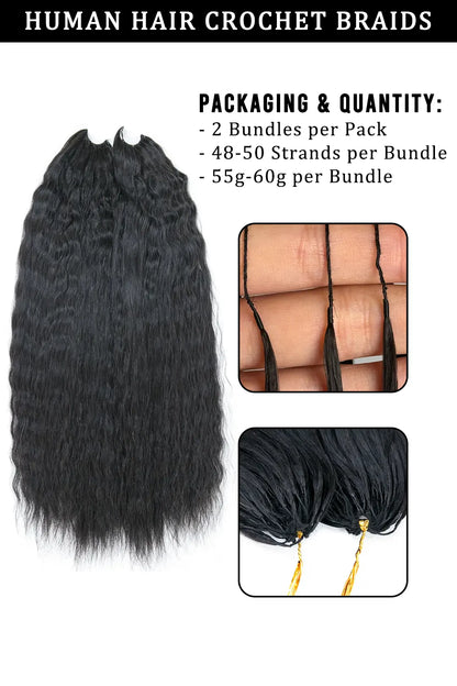 Feather Crochet Hair Extension Wet and Wavy Human Hair Double-Strand