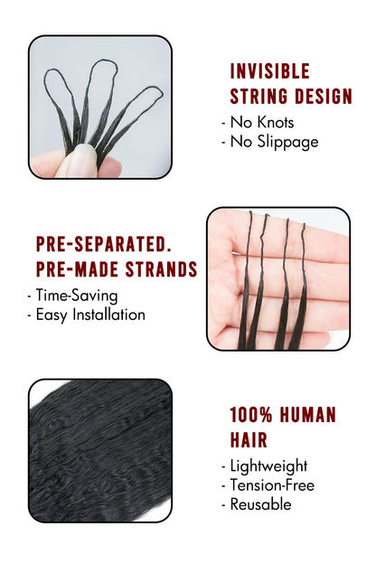 Feather Crochet Hair Extension Wet and Wavy Human Hair Double-Strand