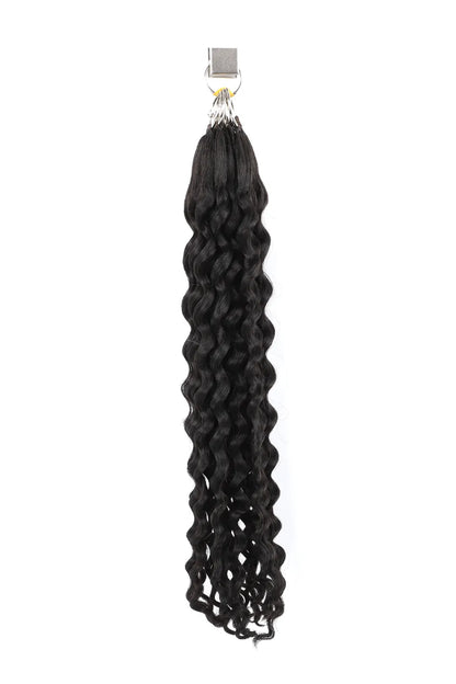 Handmade Feather Line Hair Extensions Burmese Curly Single-Strand with Loop