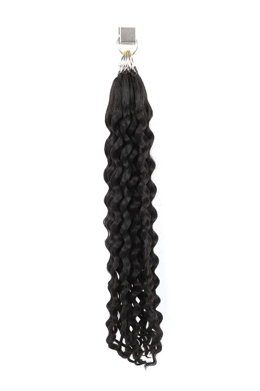 Handmade Feather Line Hair Extensions Burmese Curly Single-Strand with Loop