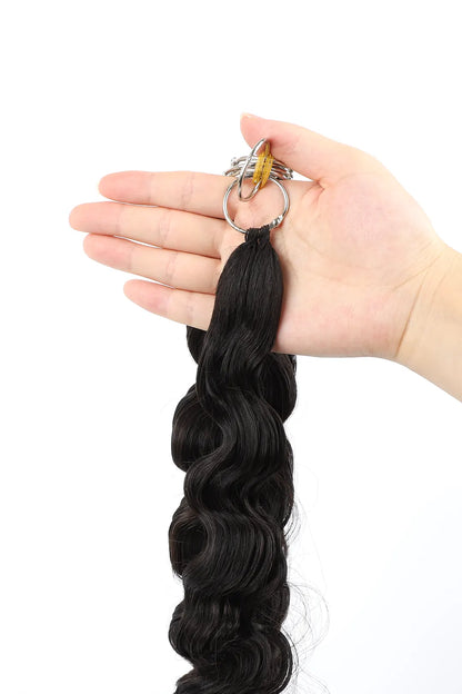 Handmade Feather Line Hair Extensions Deep Wave Single-Strand with Loop