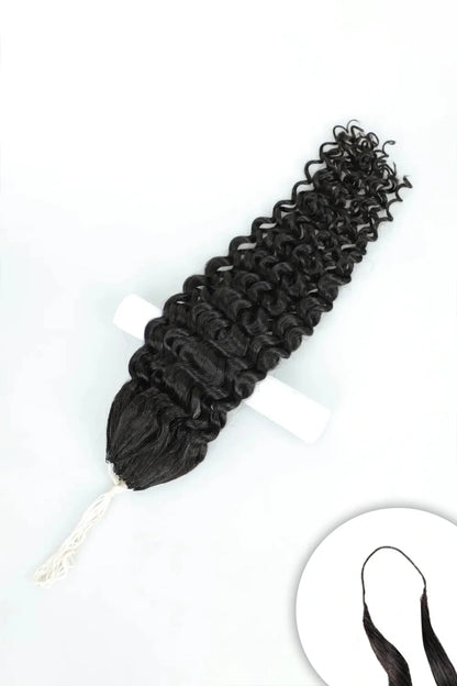 Handmade Deep Curly Feather Line Hair Extensions 100% Black Remy Human Hair
