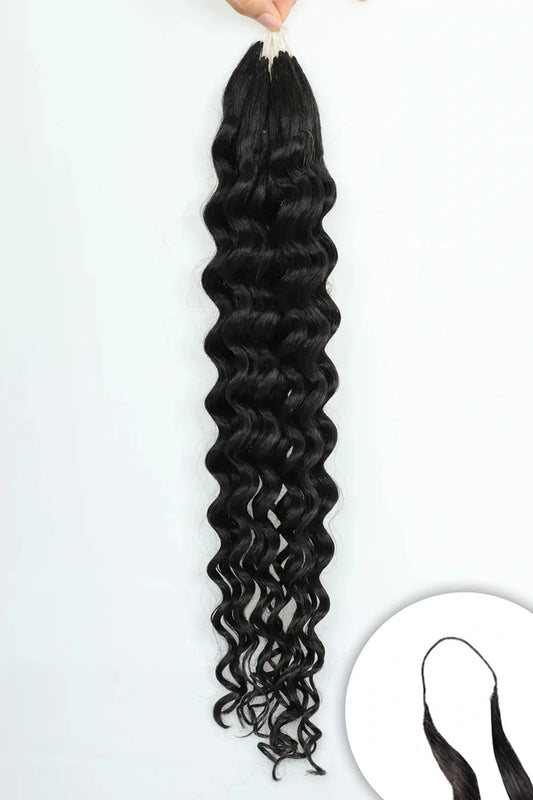 Handmade Deep Wave Feather Tip Hair Extensions 100% Black Remy Human Hair