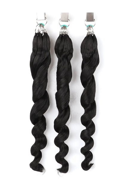 Handmade Feather Line Hair Extensions Loose Wave Single-Strand with Loop