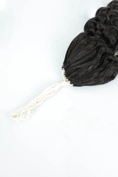 Handmade Deep Curly Feather Line Hair Extensions 100% Black Remy Human Hair