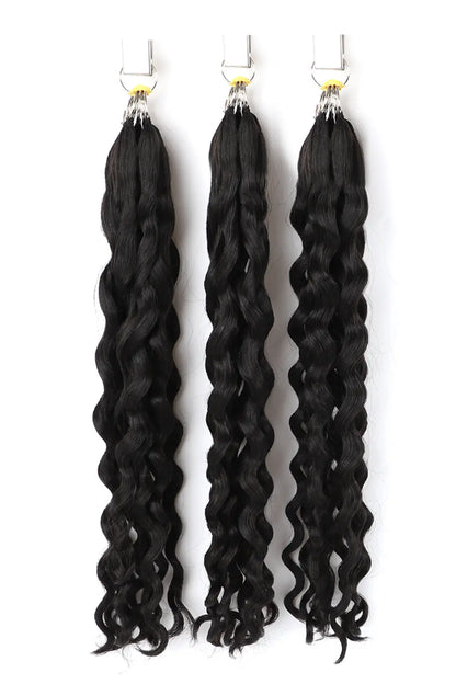 Handmade Feather Line Hair Extensions Water Wave Single-Strand with Loop