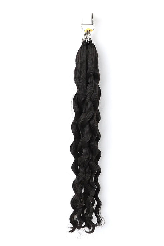 Handmade Feather Line Hair Extensions Water Wave Single-Strand with Loop