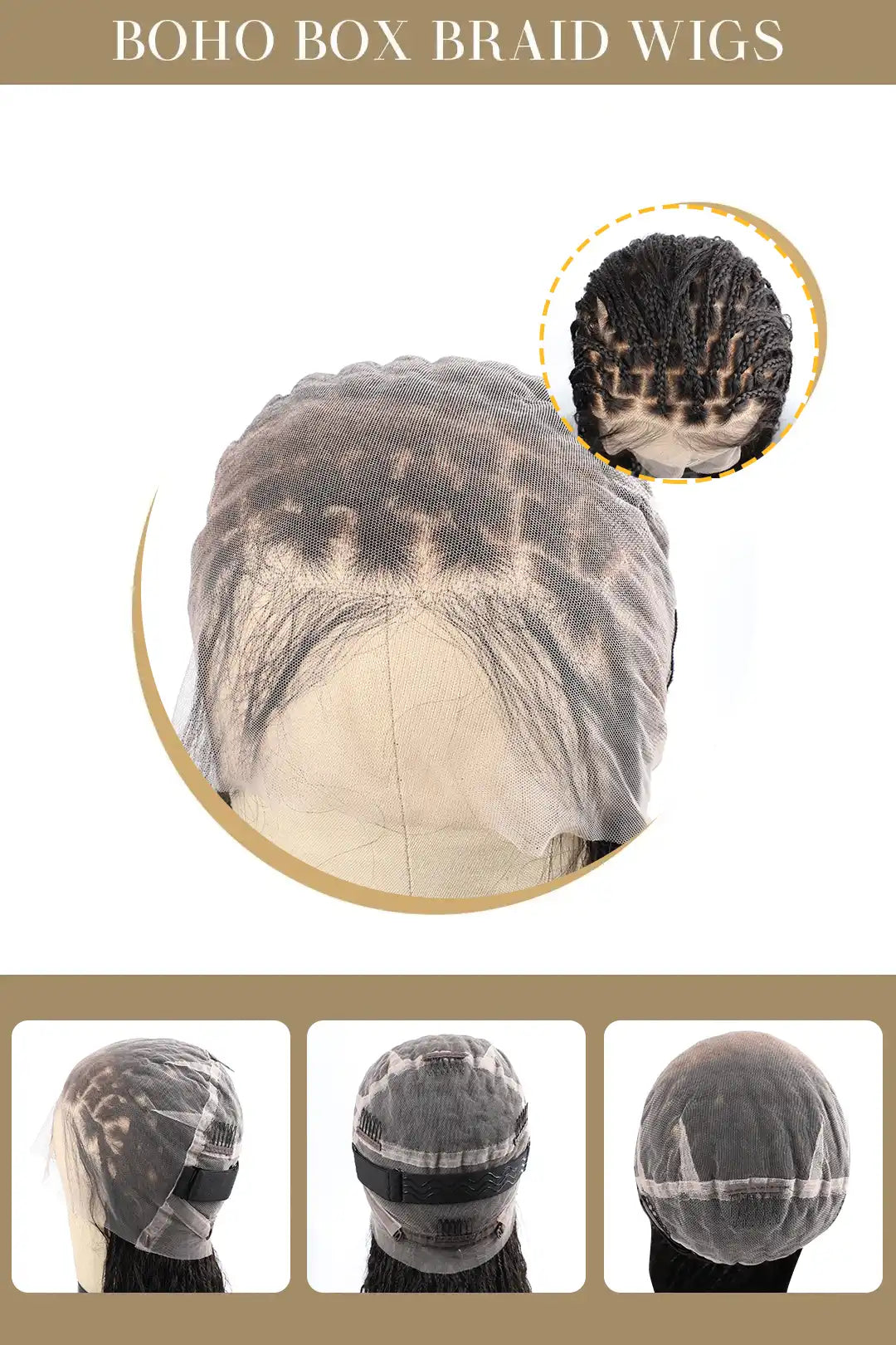 Goddess Bohemian Box Braid Full Lace Wig Knotless 100% Virgin Hair