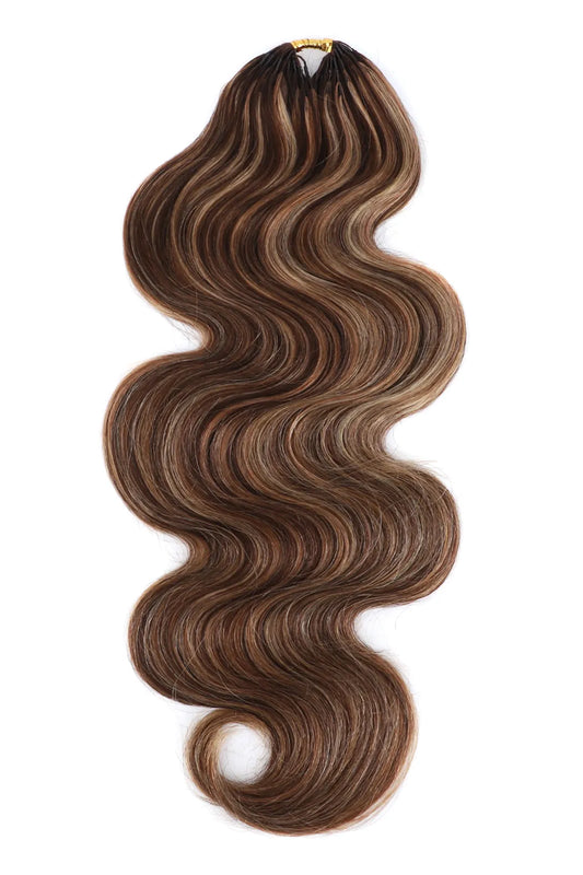 Double Drawn Highlight Blend #4/27/30 Body Wave Feather Crochet Human Hair