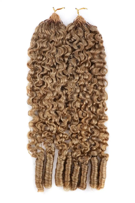 Honey Blonde #27 Burmese Curly with Spiral Curls Feather Crochet Miracle Knots Hair