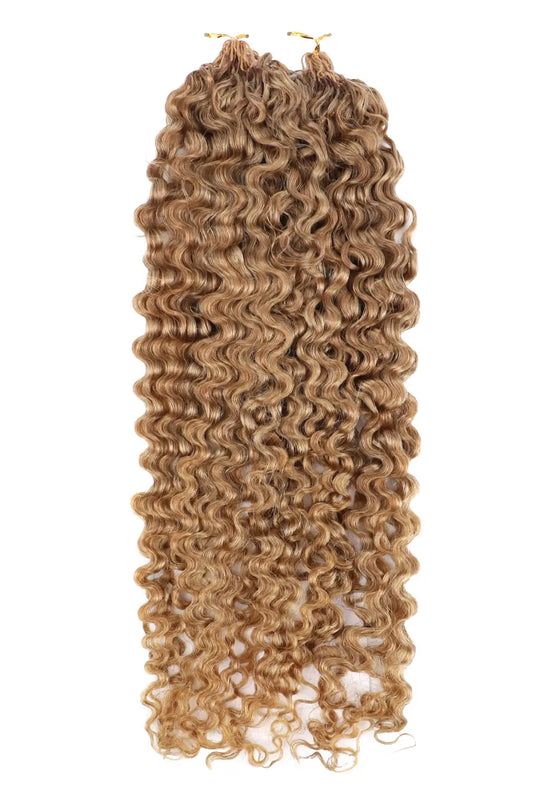 Honey Blonde #27 Water Deep Wave Feather Crochet Miracle Knots Hair