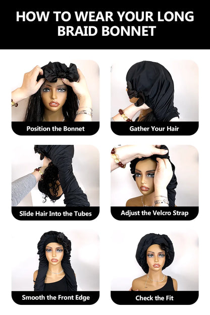 How to wear pantyhose sleeping bonnet elastic satin adjustable velcro