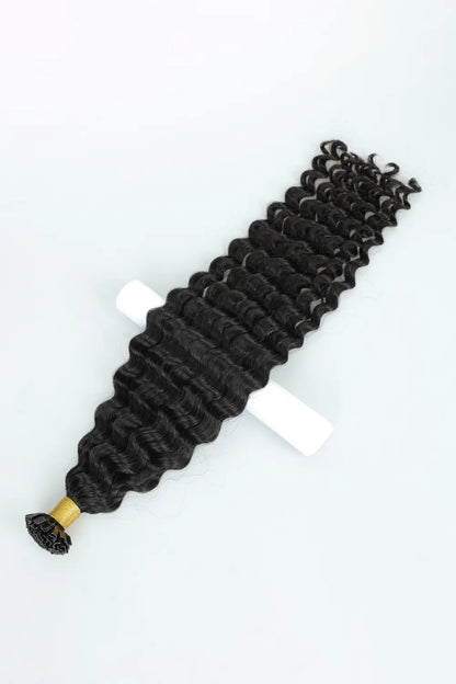 Keratin Bonded Hair Extensions | V-Tip | Black Hair Deep Curly
