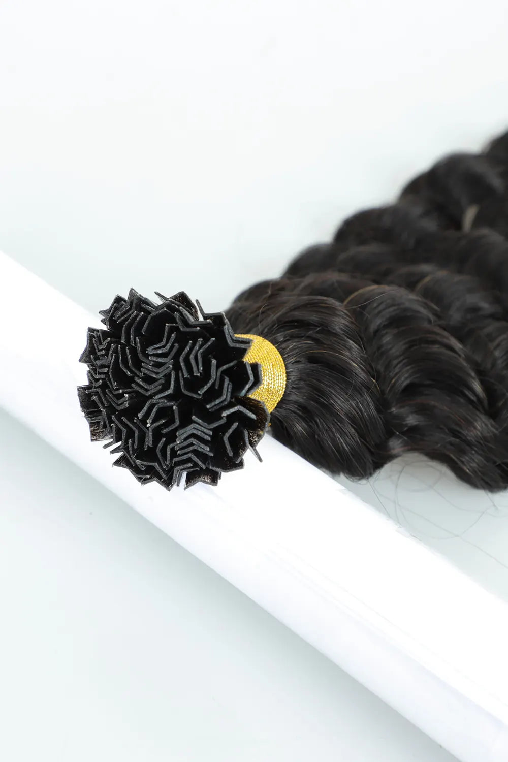 Keratin Bonded Hair Extensions | V-Tip | Black Hair Deep Curly