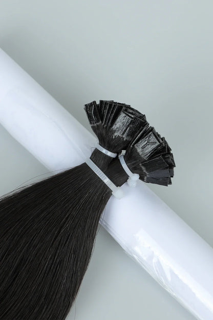 Keratin Bonded Hair Extensions | Flat-Tip | Black Straight Hair