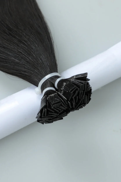 Keratin Bonded Hair Extensions | Flat-Tip | Black Straight Hair