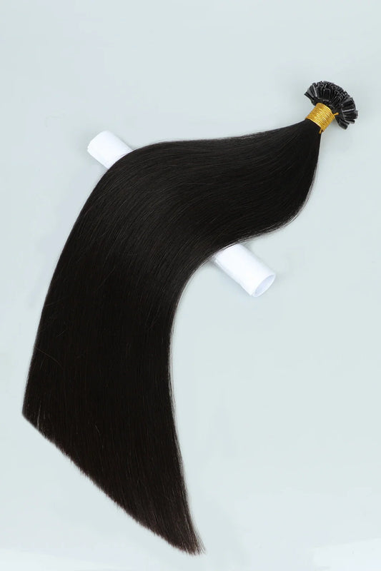 Keratin Bonded Hair Extensions | Flat-Tip | Black Straight Hair