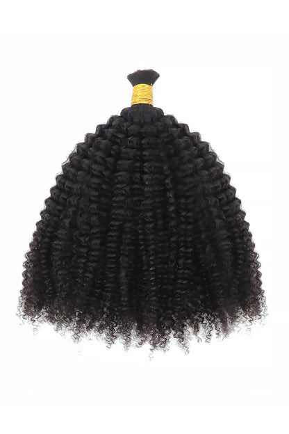 Single Drawn Kinky Curly Bulk Human Hair Natural Black