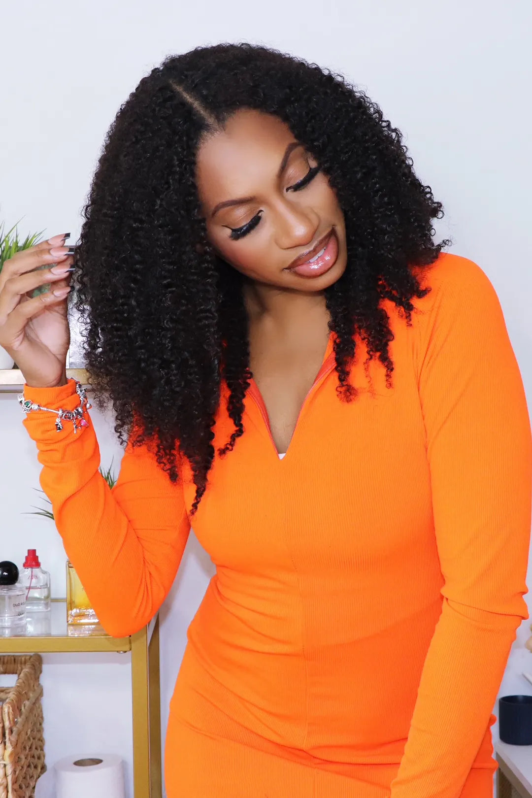 Feather Crochet Hair Extension Tight Curly Human Hair Double-Strand