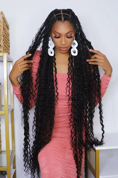 Single Drawn Water Wave Bulk Hair For Braiding Natural Black