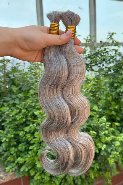 Salt and Pepper Bulk Hair Body Wave for Braiding 85% Gray BU32
