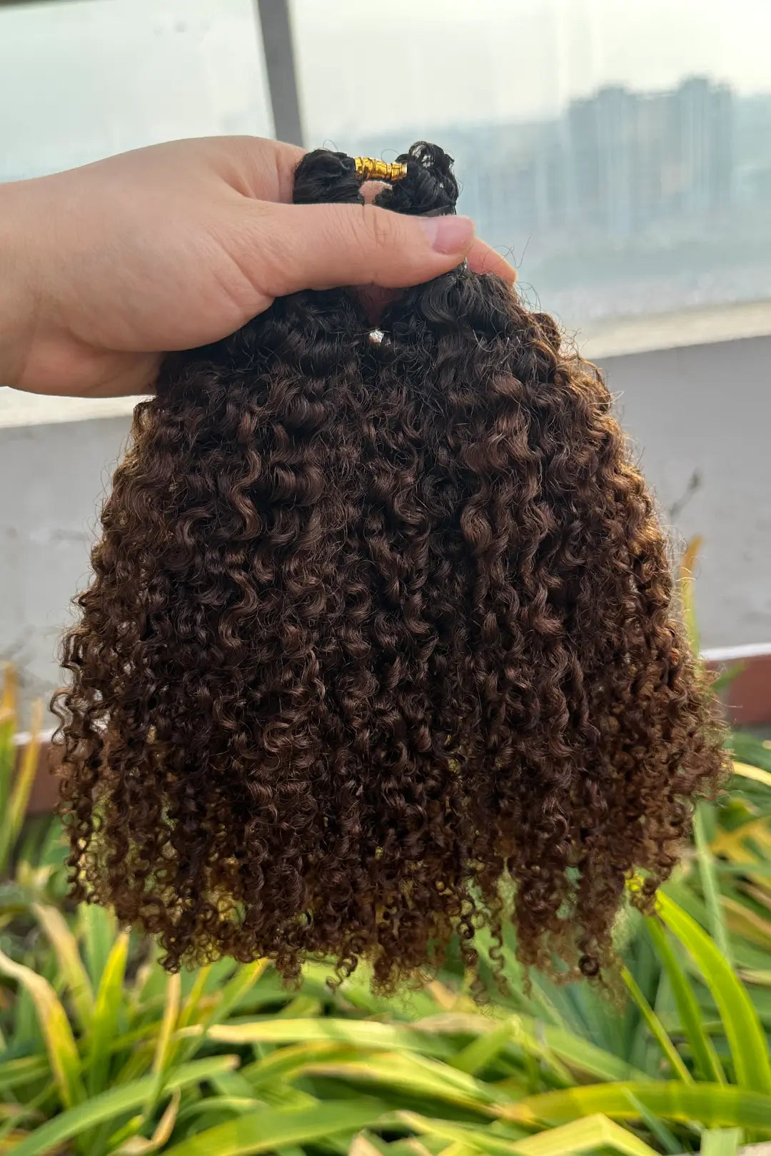 Double Drawn #1B/4 Two-tone Color Tight Curly Feather Crochet Human Hair