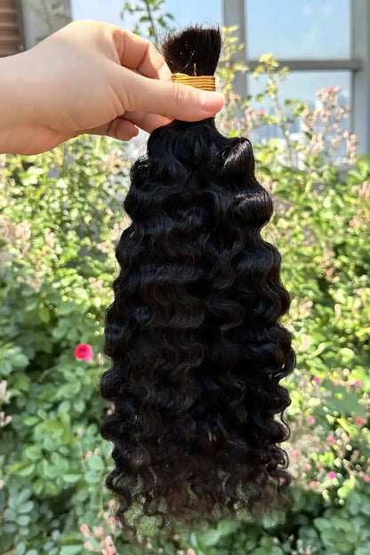 Double Drawn Water Deep Wave Bulk Human Hair For Braiding