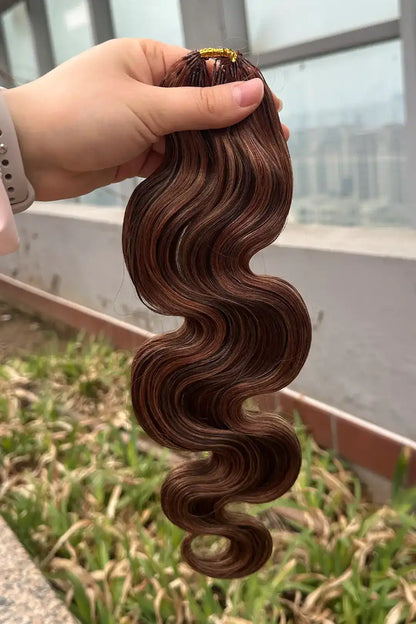 Double Drawn Highlight Blend #4/27/30 Body Wave Feather Crochet Human Hair