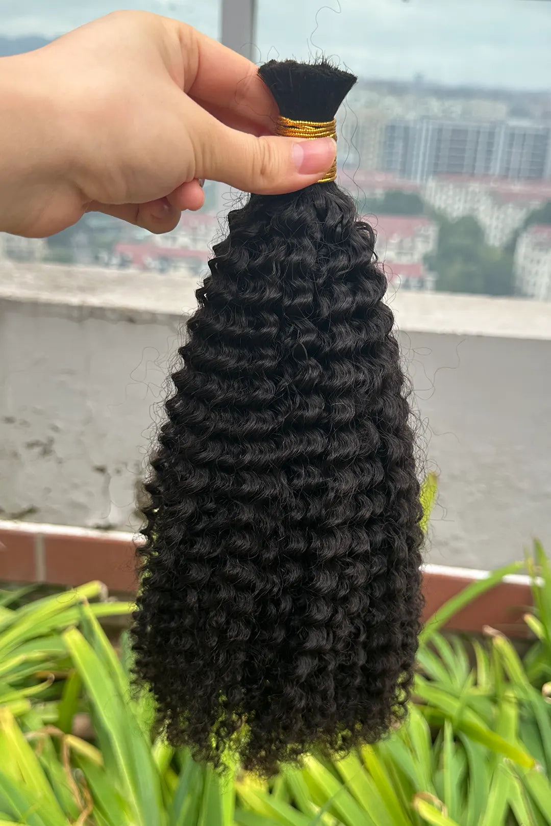 Single Drawn Kinky Curly Bulk Human Hair Natural Black