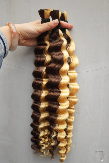 Piano Color #4/#613 Bulk Hair Deep Wave for Braiding BU34 1