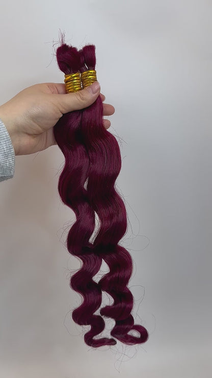 Burgundy 99J Loose Wave Bulk Human Hair For Braiding
