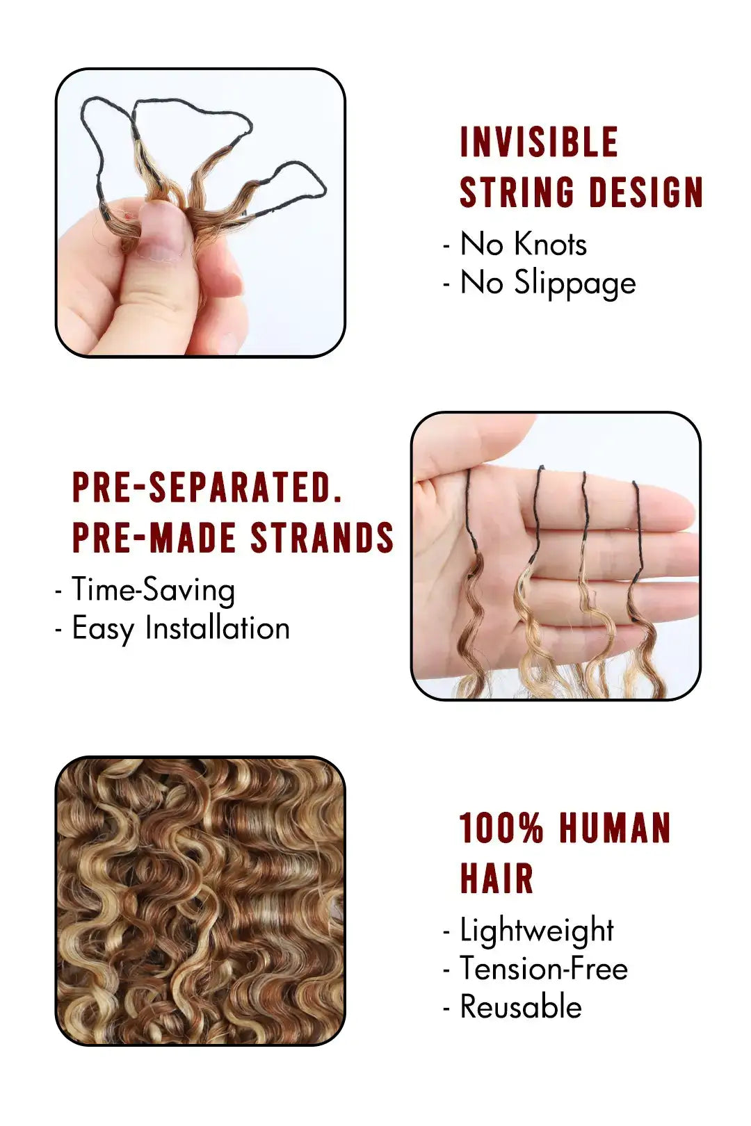 #27/30/613 Mixed Color Water Deep Wave Crochet Miracle Knots Hair