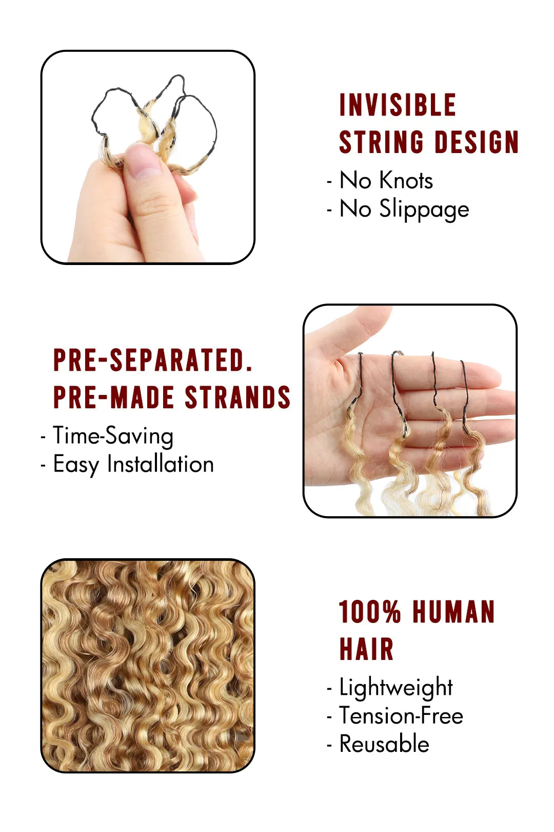 #27/613 Mixed Color Water Deep Wave Feather Crochet Human Hair