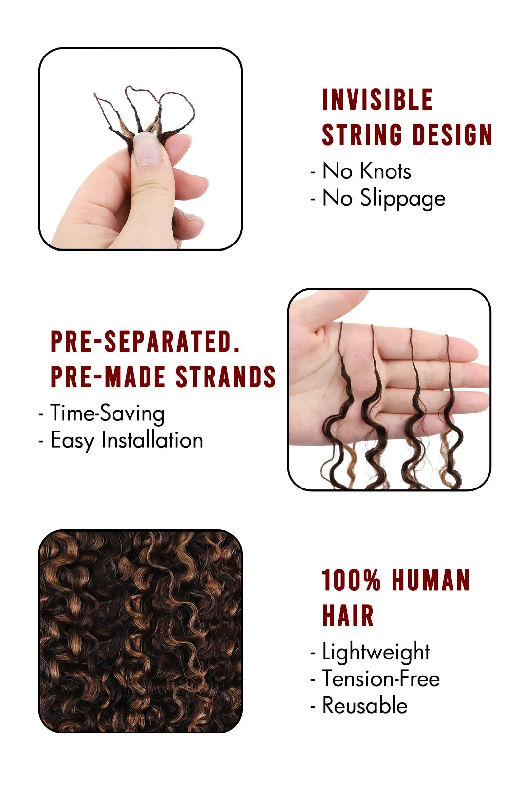 #4/30 Mixed Color Burmese Curly with Spiral Curls Crochet Miracle Knots Hair