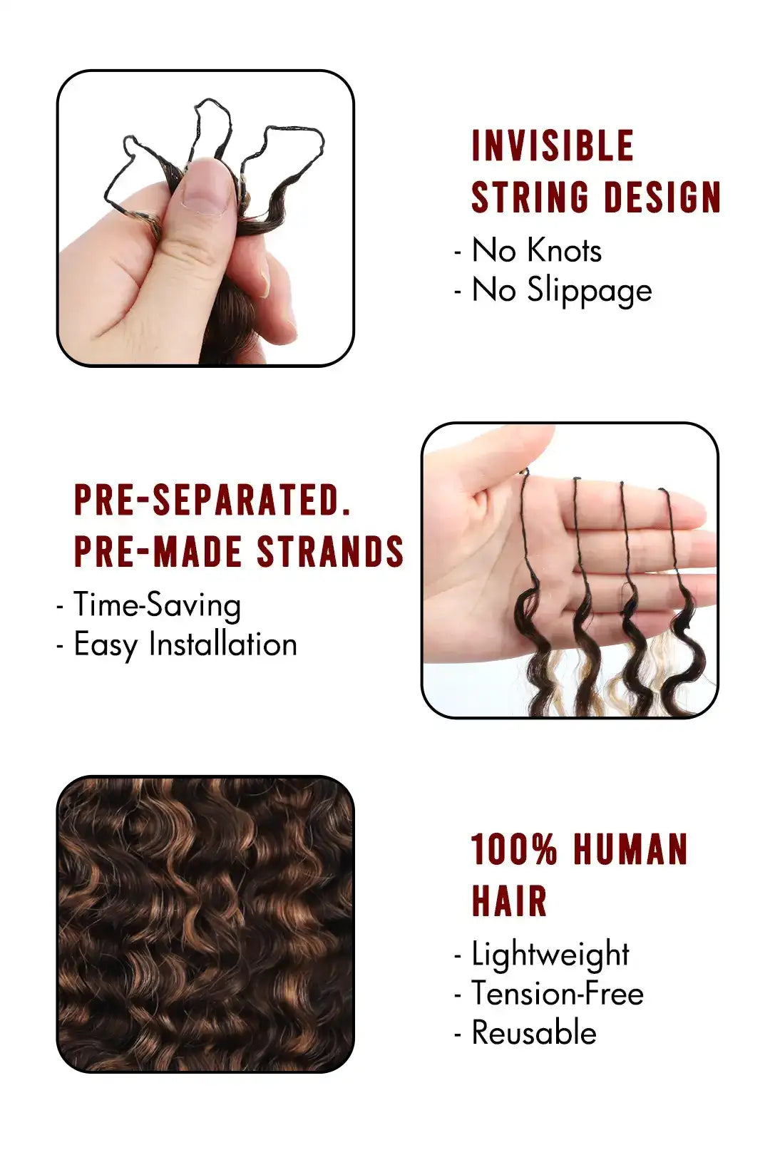 #4/30 Mixed Color Burmese Curly with Spiral Curls Crochet Miracle Knots Hair