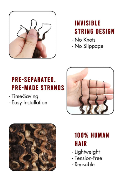 #4A/27/30 Mixed Color Burmese Curly with Spiral Curls Crochet Miracle Knots Hair