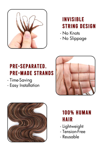 Double Drawn Highlight Blend #4/27/30 Body Wave Feather Crochet Human Hair
