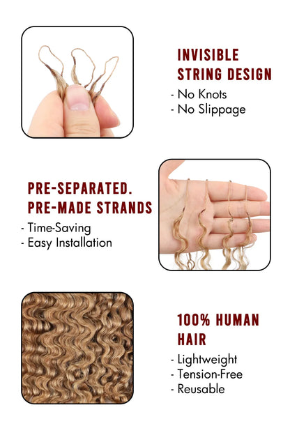 Honey Blonde #27 Water Deep Wave Feather Crochet Miracle Knots Hair