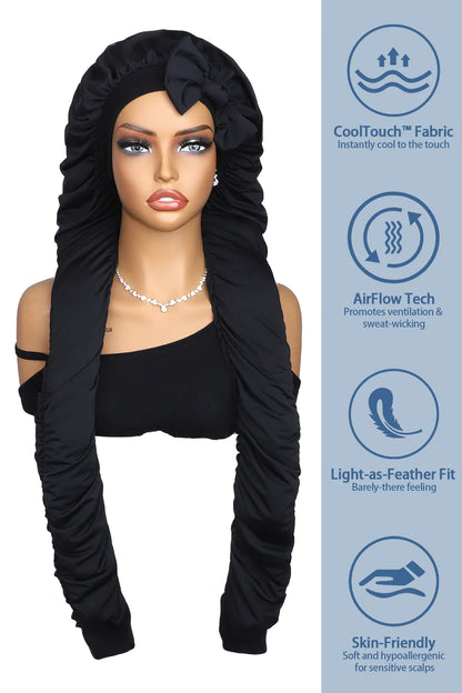 Pantyhose Sleeping Bonnet for Long Braids & Hair Elastic Satin