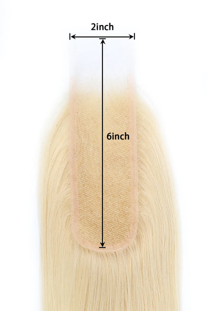 Product description picture of 2x6 blonde 613 straight swiss lace closure