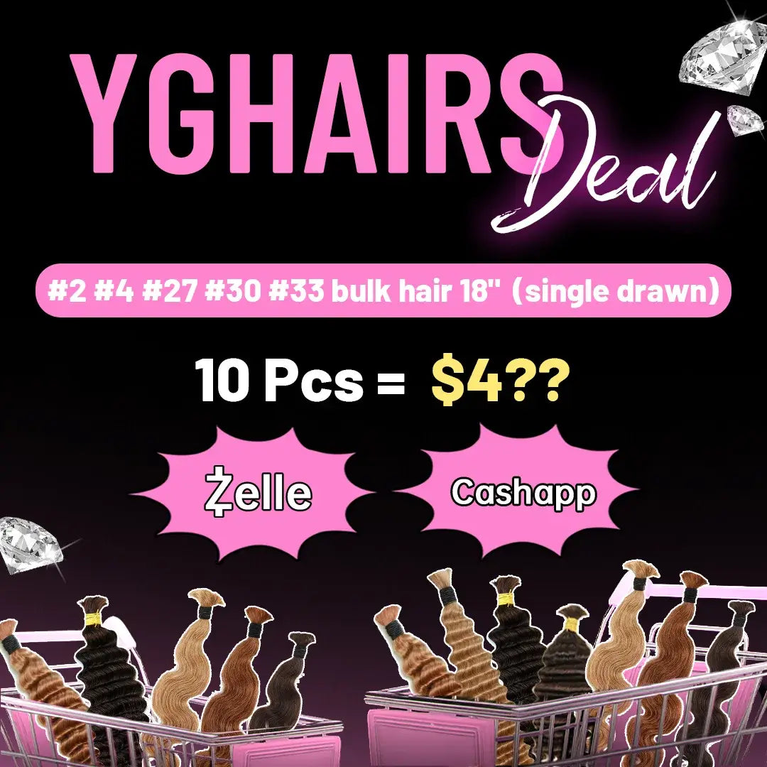 Single Drawn Colored Bulk Hair Deal 18 inch  - 10 Pcs
