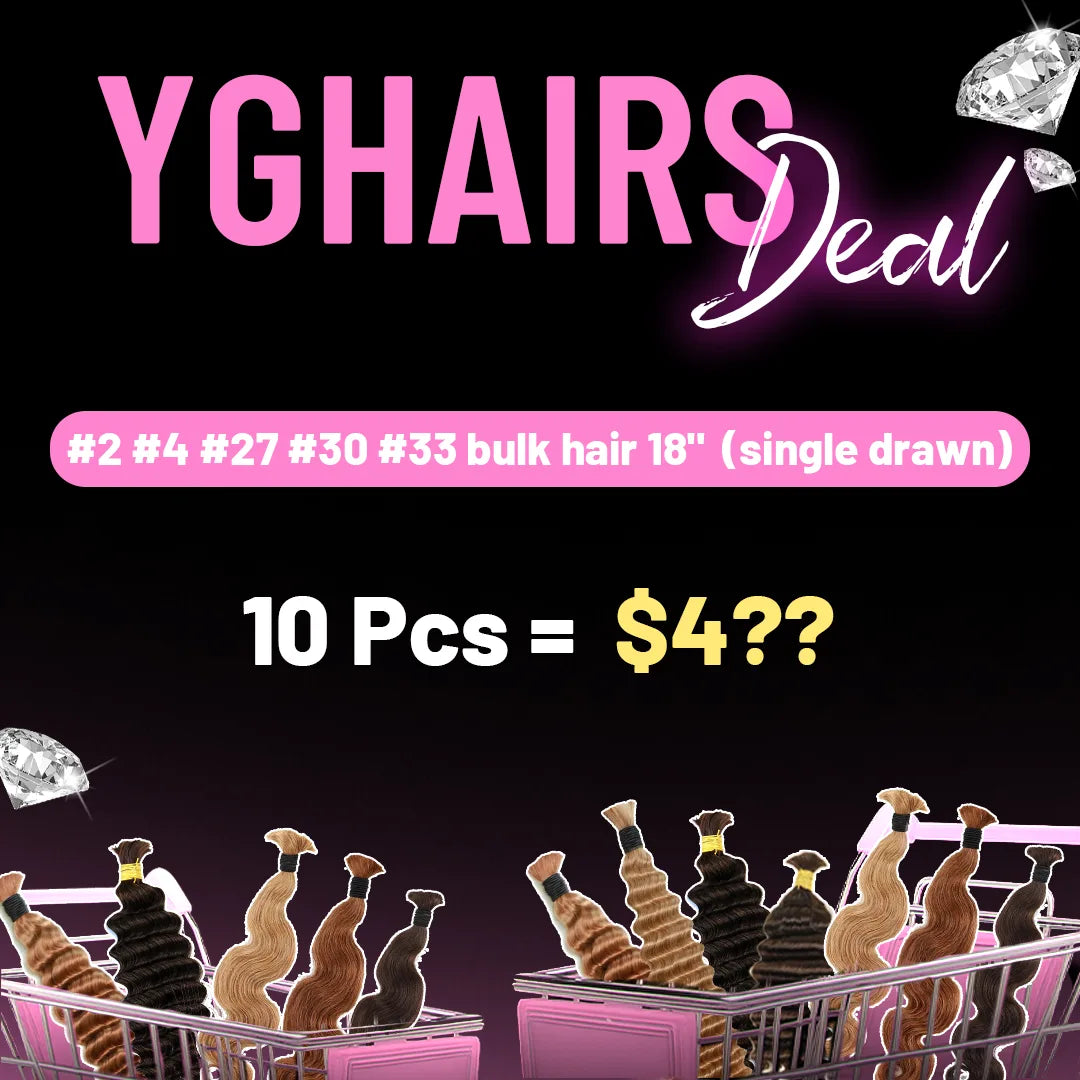 Single Drawn Colored Bulk Hair Deal 18 inch  - 10 Pcs
