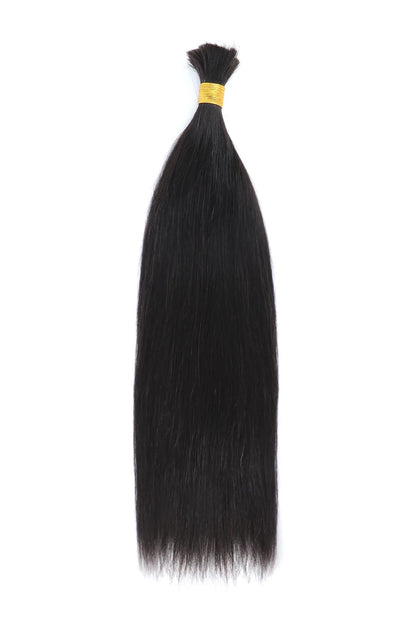 Single Drawn Straight Bulk Hair For Braiding Natural Black