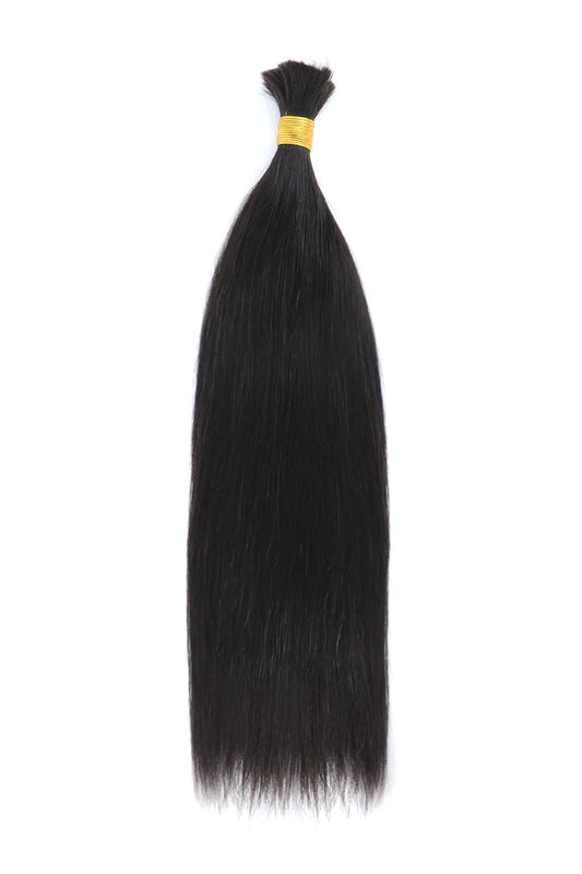 Single Drawn Straight Bulk Hair For Braiding Natural Black