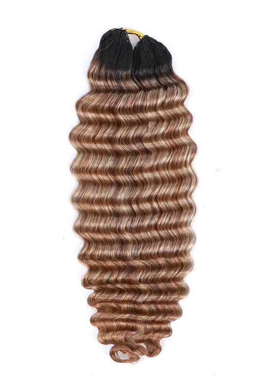 T-Natural Black Root Mixed 27/30/613 Deep Wave Feather Crochet Human Hair