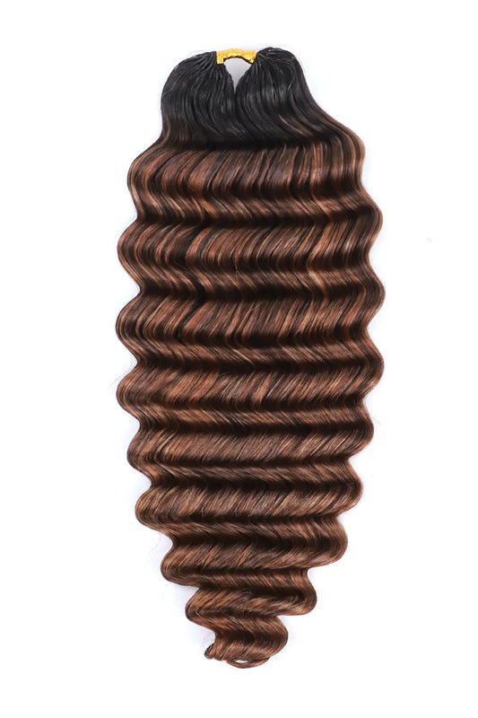 T-Natural Black Root Mixed 4/27/30 Deep Wave Feather Crochet Human Hair