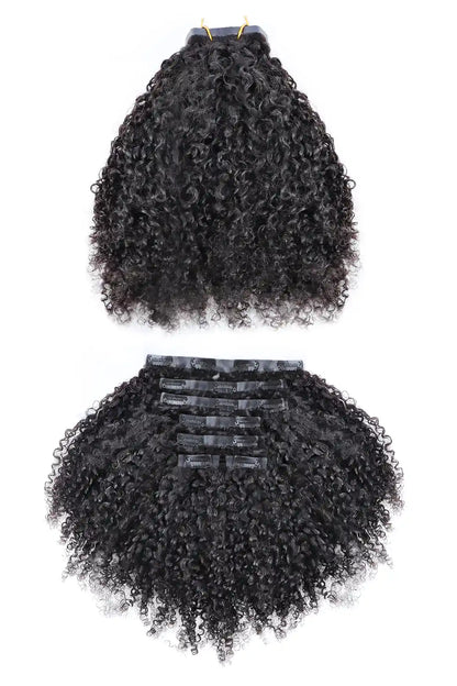 Tight Curly Seamless Clip in Hair Extensions Double Drawn Hair