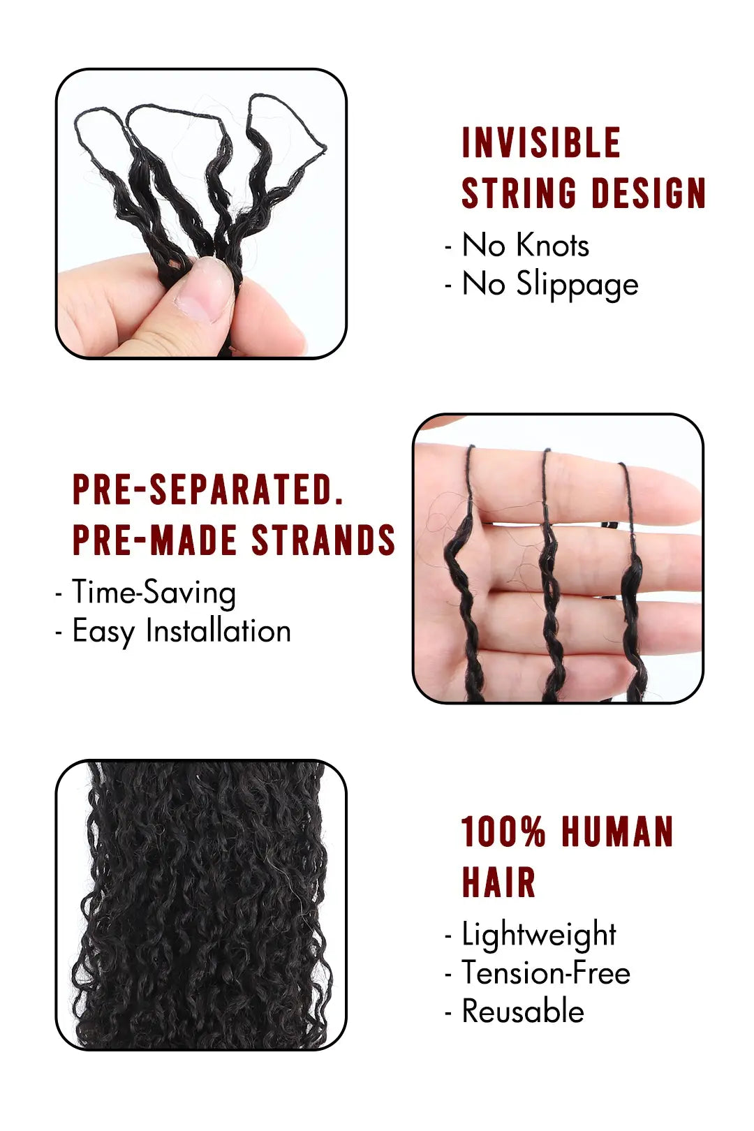 Double Drawn Twist Braided Crochet Miracle Knots Human Hair
