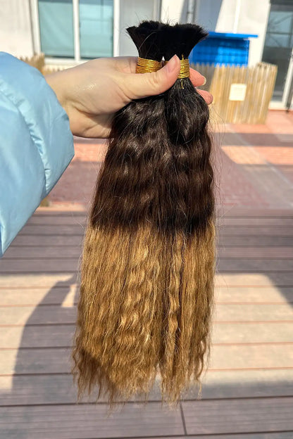 Three-tone Color 1B/4/30# Wet Wave Bulk Hair Double Drawn BU64